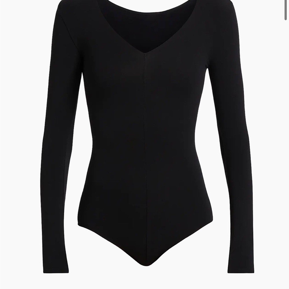 Commando Black Long-Sleeve V-Neck Bodysuit